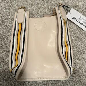 Ahdorned Vegan Leather Cream color Crossbody with cream colored Strap